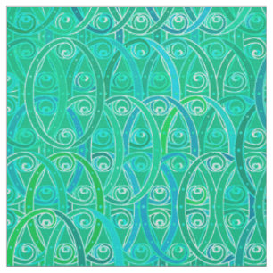 Arabesque damask - aqua and turquoise fabric