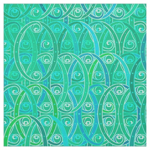 Arabesque damask - aqua and turquoise fabric
