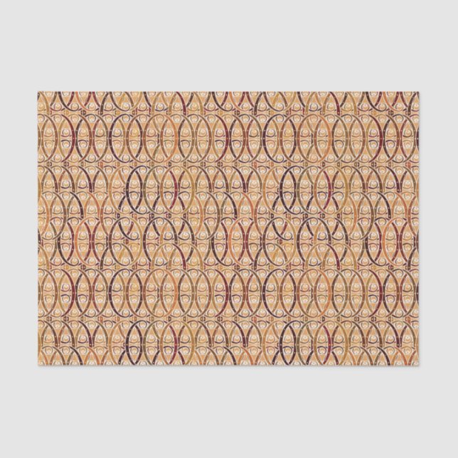 Arabesque damask - brown and camel tan tissue paper (Front)