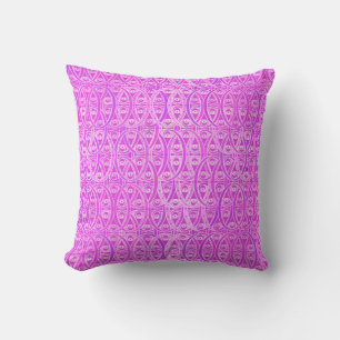 Arabesque damask - lavender and orchid throw pillow