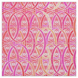 Arabesque damask - shades of coral pink fabric