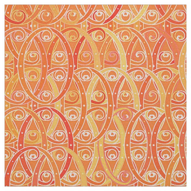 Arabesque damask - soft orange and coral fabric (Swatch)