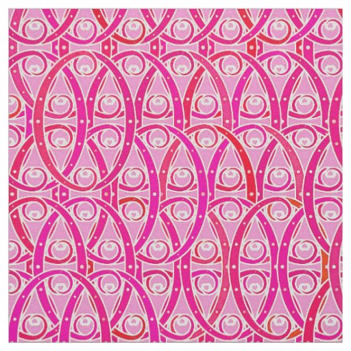 Arabesque damask - strawberry pink fabric