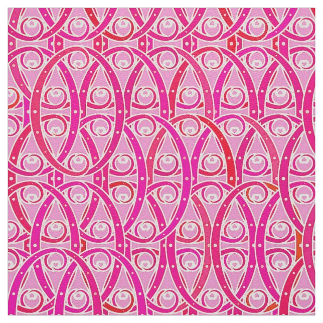 Arabesque damask - strawberry pink fabric (Swatch)