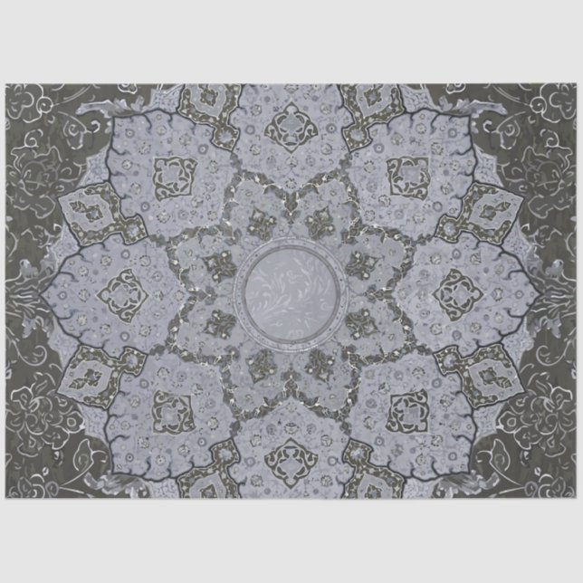 Arabesque Ephemera Pale Blue Vintage Decoupage Tissue Paper (Front)