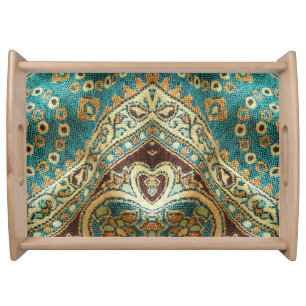 Arabesque Fabric: Arabic Oriental Design Serving Tray