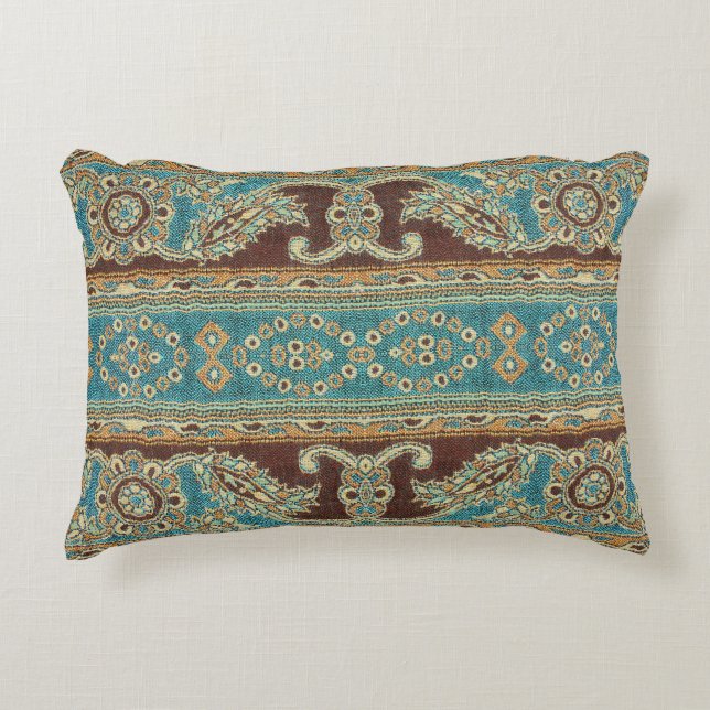 Arabesque Fabric Paisley Oriental Design Accent Pillow (Front)