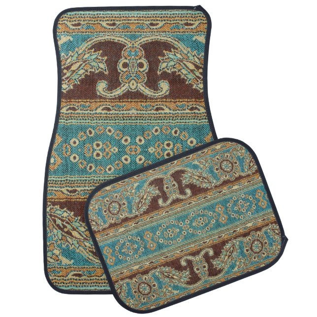 Arabesque Fabric Paisley Oriental Design Car Floor Mat (Set)