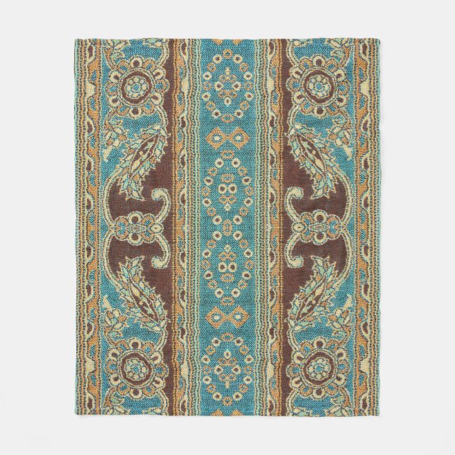 Arabesque Fabric Paisley Oriental Design Fleece Blanket (Front)