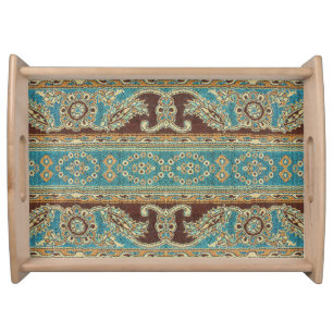 Arabesque Fabric Paisley Oriental Design Serving Tray