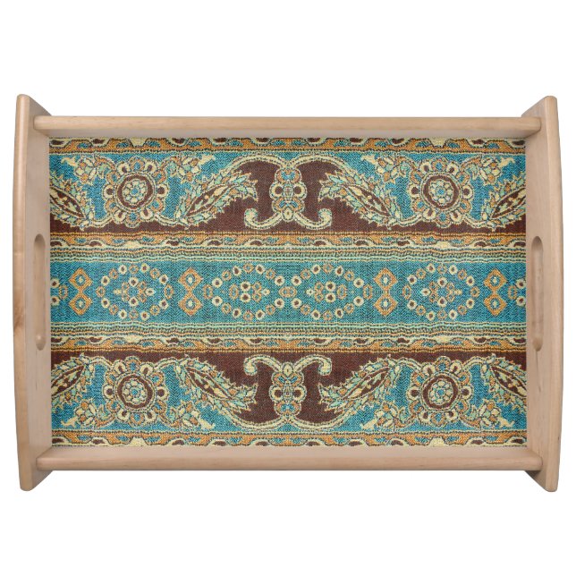 Arabesque Fabric Paisley Oriental Design Serving Tray (Front)