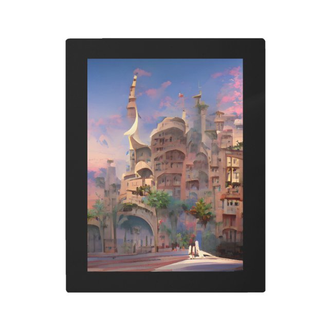 Arabesque fantasy dwellings palm trees digital art (Front)