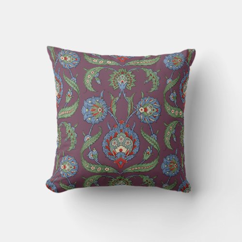 Arabesque floral pattern throw pillow