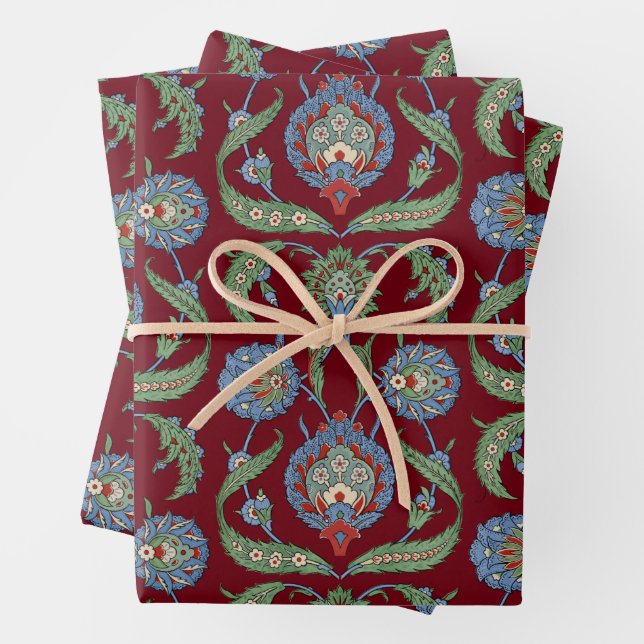 Arabesque floral pattern wrapping paper sheets (In situ)