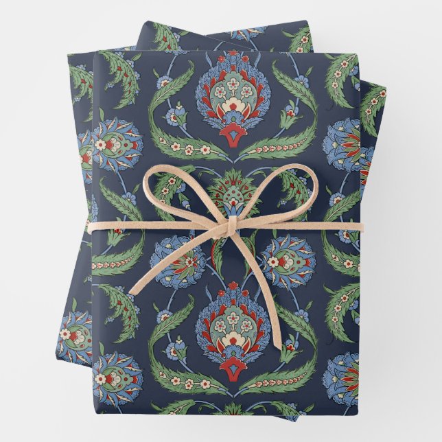 Arabesque floral pattern wrapping paper sheets (In situ)