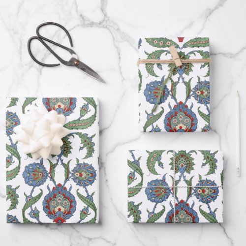 Arabesque floral pattern wrapping paper sheets