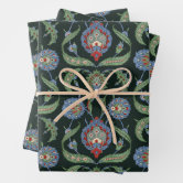 Floral Arabesque in Neutral Blue Gray Beige Wrapping Paper