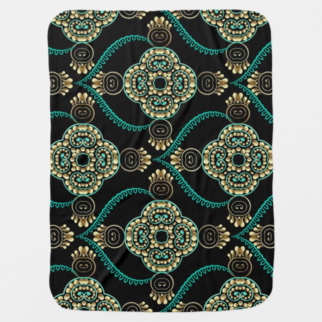 Arabesque Floral, Vintage Elegance Pattern. Baby Blanket (Front)