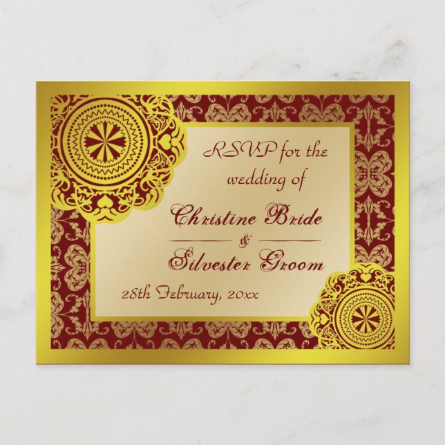 Arabesque Gold Lace, RSVP postcard (Front)