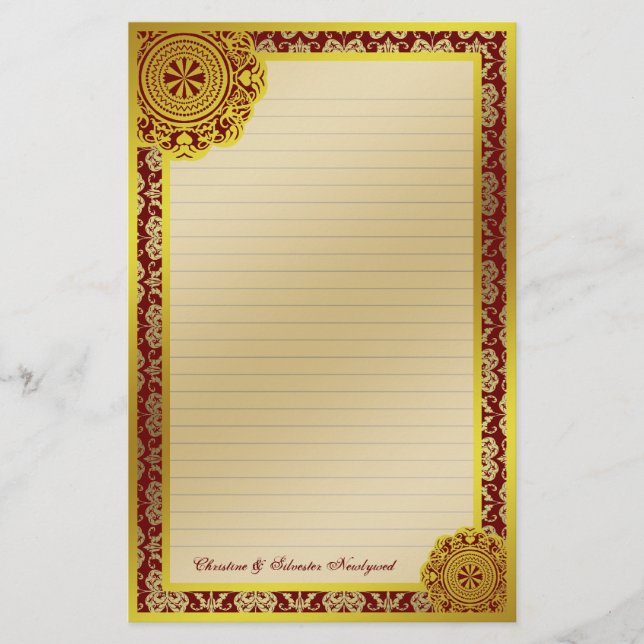 Arabesque Gold Lace, stationery (Front)
