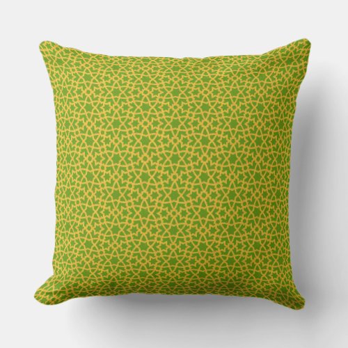 Arabesque Green and Gold Throw Pillow