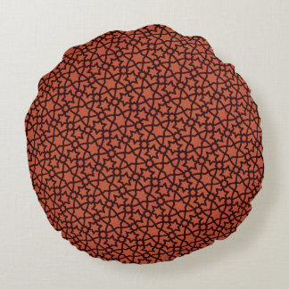 Arabesque in Rust and Black Round Pillow