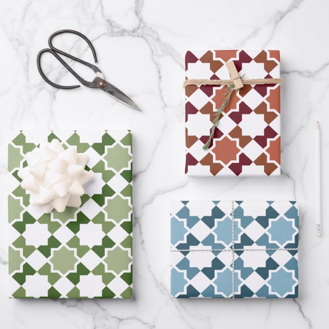Arabesque Moroccan pattern gift wrapping paper (Front)