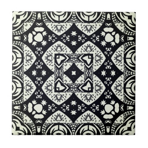 Arabesque Mosaic Tile Pattern Black and White