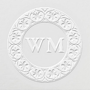 Arabesque Op Art Monogram Circular Border Initial Embosser