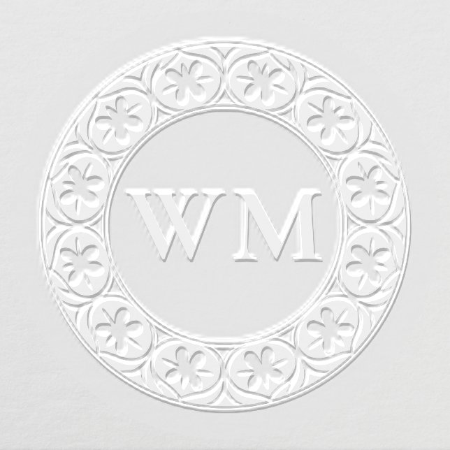Arabesque Op Art Monogram Circular Border Initial  Embosser (Design)