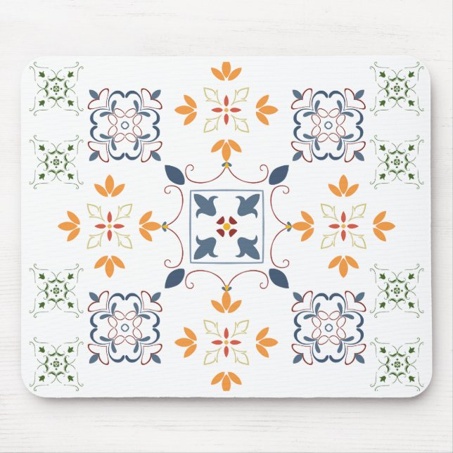 Arabesque Pattern Mouse Pad – Colorful Geometric  (Front)