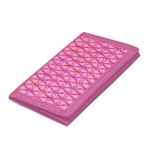 Arabesque pattern - strawberry pink trifold wallet