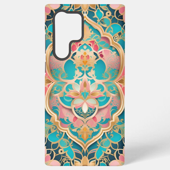 Arabesque Pink Teal Samsung Phone Case (Back)