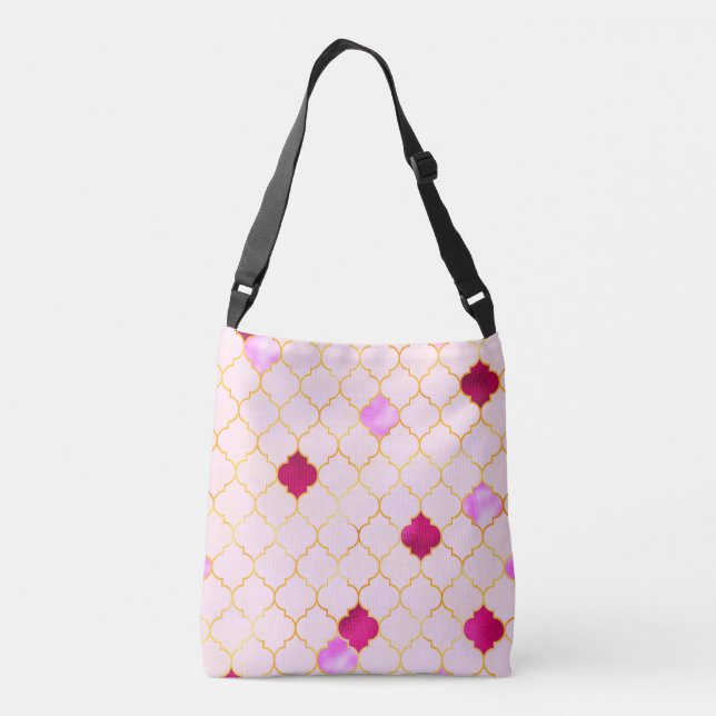 Arabesque Pink Tile Crossbody Bag (Back)