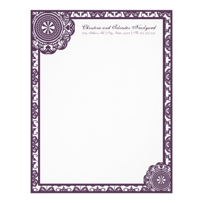 Arabesque Purple Lace, letterhead