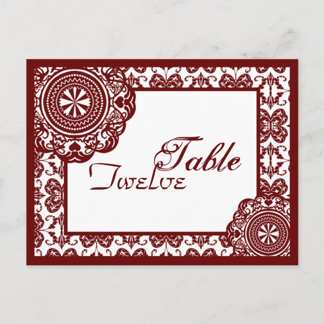 Arabesque Red Lace, table setting postcard (Front)