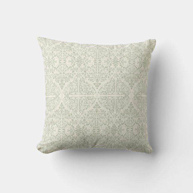 Arabesque Sage Arts n Crafts William Morris Throw Pillow (Front)