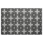 Arabesque Spring of Life Floral Cross Silver Black Fabric
