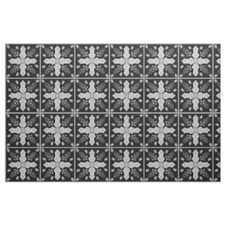 Arabesque Spring of Life Floral Cross Silver Black Fabric