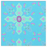 Arabesque Spring of Life Floral Cross Teal Lilac Fabric