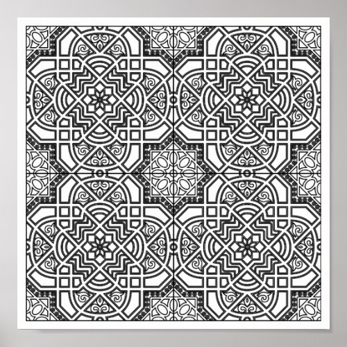 Arabesque Tile Pattern Coloring Poster