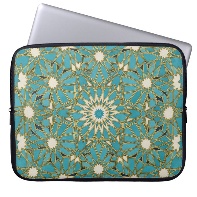 arabesque turquoise laptop sleeve (Front)