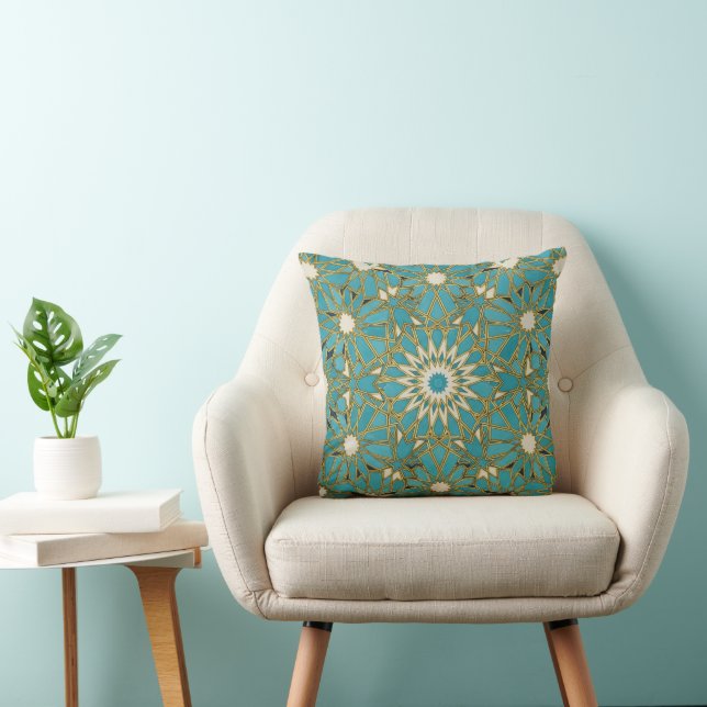 arabesque turquoise throw pillow (Chair)