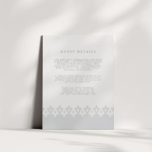 Arabesque Wedding Details Card Silver Pearl