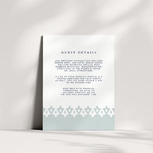 Arabesque Wedding Guest Details Card Mist