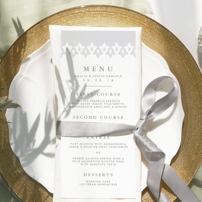 Arabesque Wedding Menu Card | Gray (Creator Uploaded)
