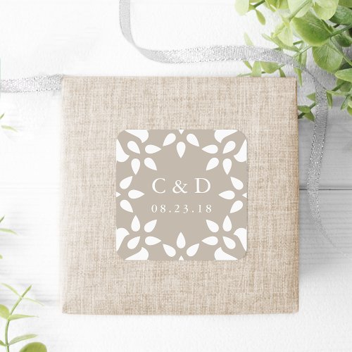 Arabesque Wedding Monogram Sticker  Champagne