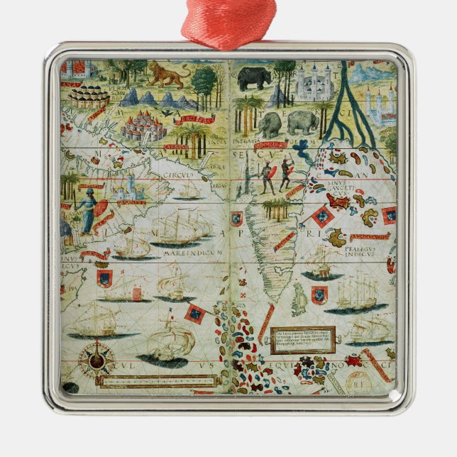 Arabia and India, from the 'Miller Atlas', c.1519 Metal Ornament (Front)