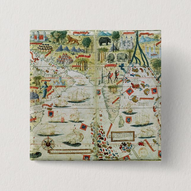 Arabia and India, from the 'Miller Atlas', c.1519 Pinback Button (Front)