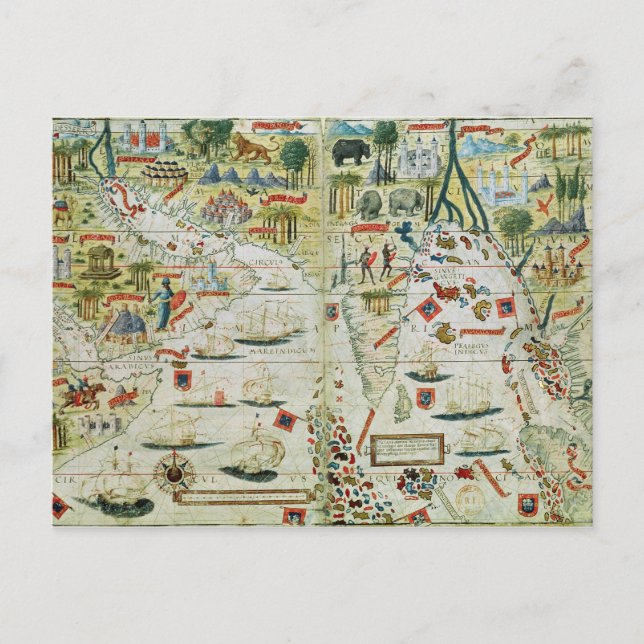 Arabia and India, from the 'Miller Atlas', c.1519 Postcard (Front)